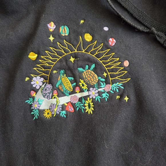 Nike Mushroom Embriodered Black Hoodie with Colorful Graphic Size XL - Picture 2 of 3